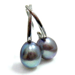 Blue-Grey Drops on Silver Hooks Earrings